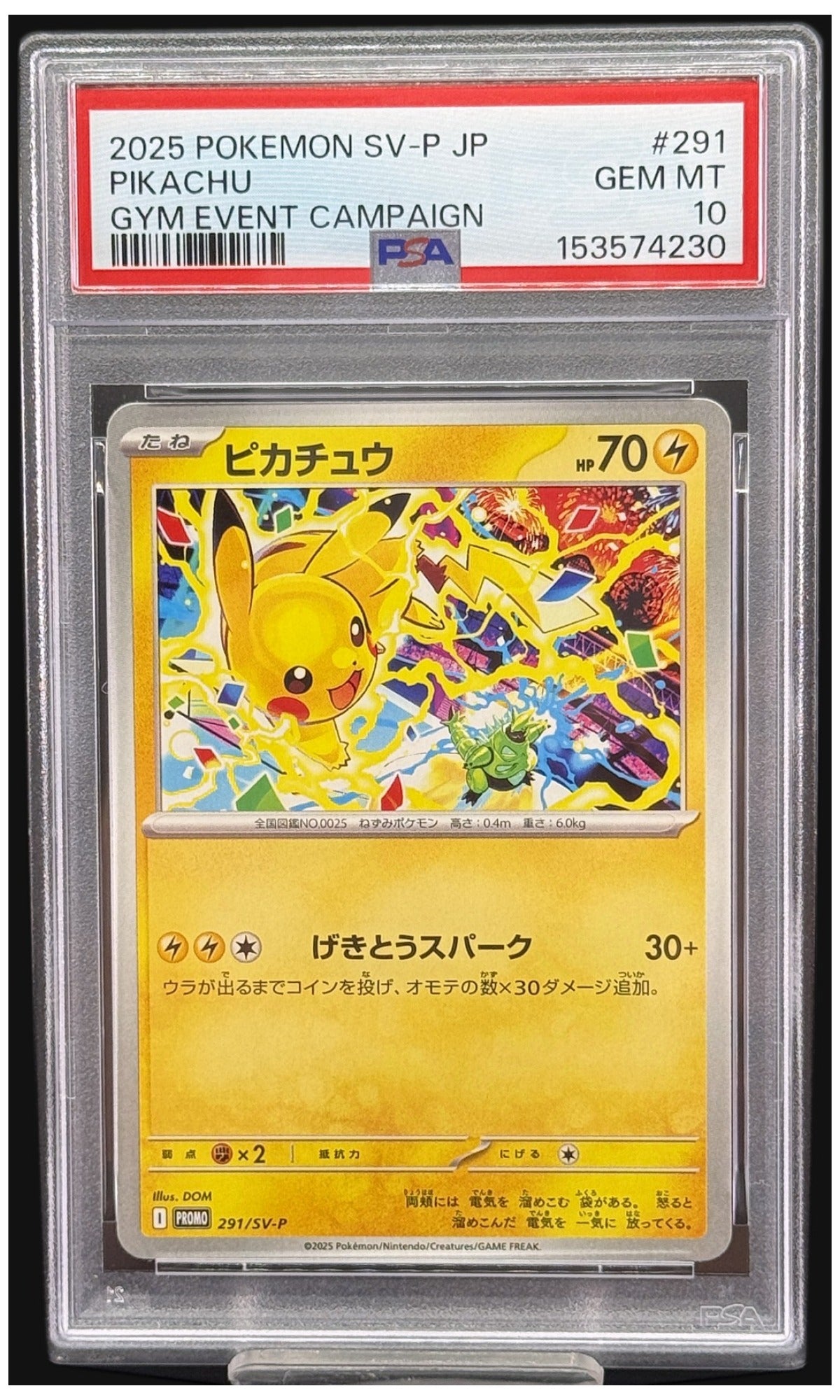 2025 Pokemon Japanese SV-P Promo Pikachu Gym Event Campaign #291 PSA 10