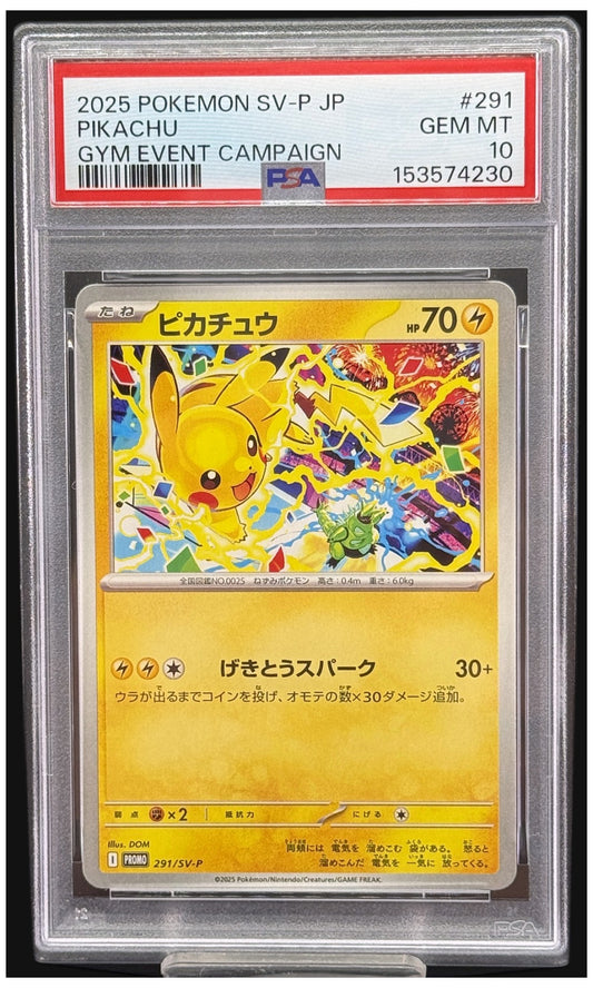 2025 Pokemon Japanese SV-P Promo Pikachu Gym Event Campaign #291 PSA 10
